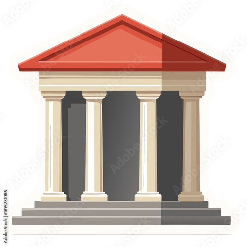 Vector art of a classical building with grand columns and a pediment, representing institutional authority, law, finance, and education concepts