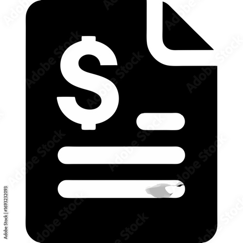 Invoice Icon Simple Black and White Document with Dollar Sign