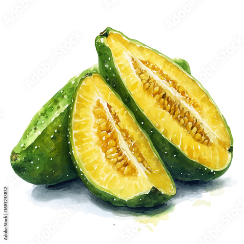 Starfruit, watercolor illustration vector, isolated on a white background.