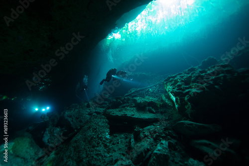 Wallpaper Mural Cave Diver in Eden Cenote in the Yucatan Peninsula, Mexico Torontodigital.ca