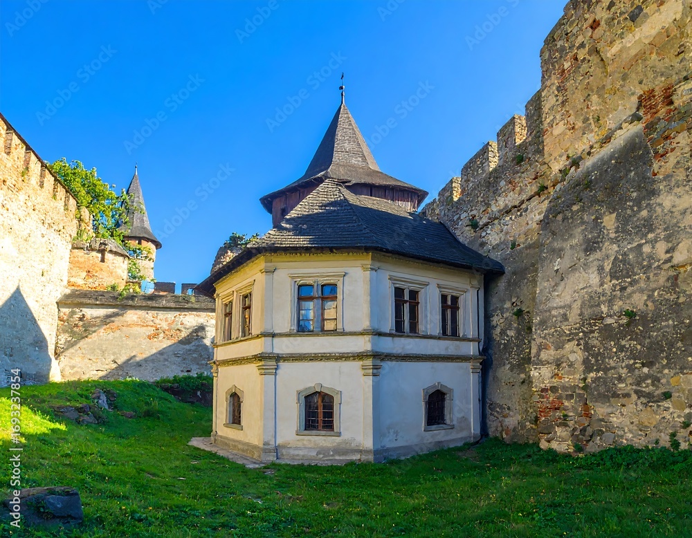 Fototapeta premium Medieval castle courtyard scene