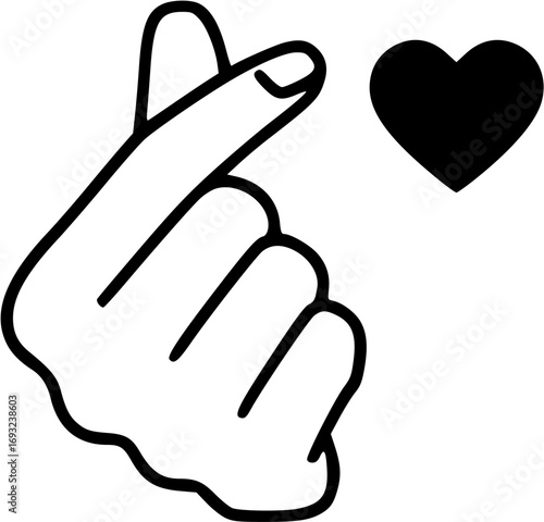 korean love finger romantic feeling expression with heart symbol icon illustration render design
