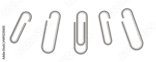 Paper clip. Vector realistic metal paper clip illustration. Realistic paper clip illustration