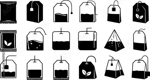 set of Tea bag icons set. Teabag icon. Vector illustration.
