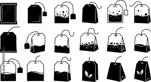 set of Tea bag icons set. Teabag icon. Vector illustration.
