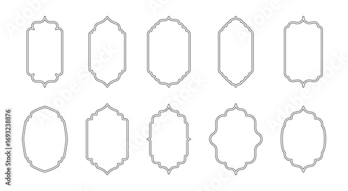 Islamic frames collection. Islamic vector frames shapes. Shape Islamic door and arabic window arch. Arabic door and window vector silhouettes