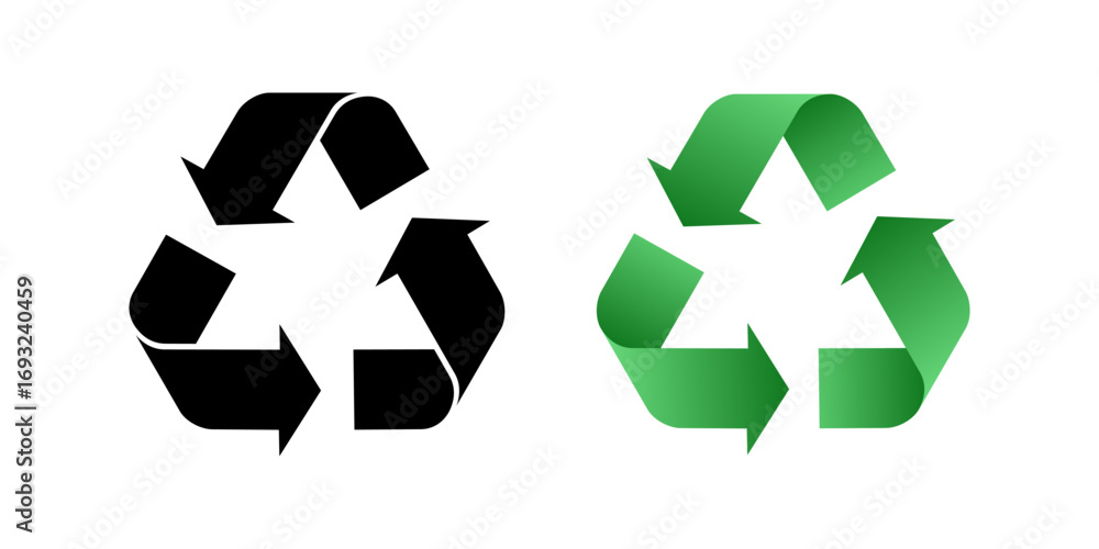 Fototapeta premium Recycling Symbols in Different Styles Vector Set