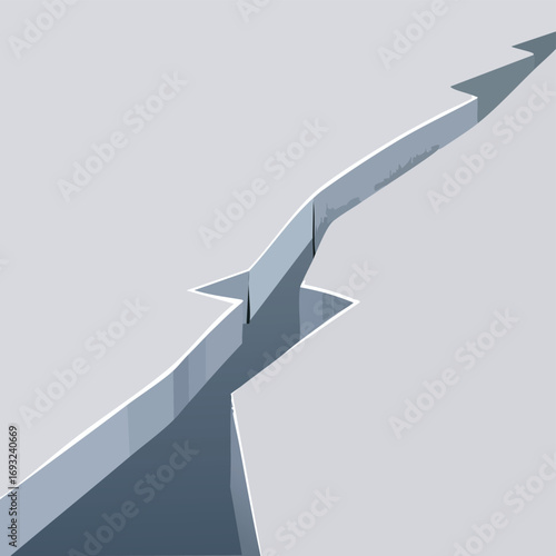 A deep crack or fissure in the ground or earth. A vector illustration for concepts of earthquakes, disaster, division, or abstract backgrounds. Generative AI