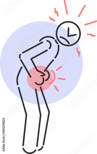 Icon of person with severe abdominal pain and visible physical discomfort