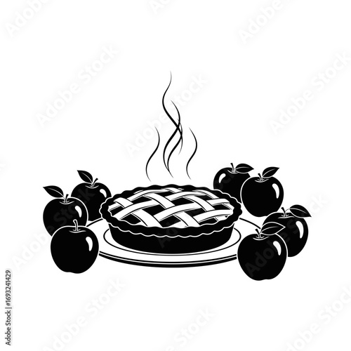 Winter male clothing icons vector art of delicious apple pie with apples, a delightful dessert treat vector