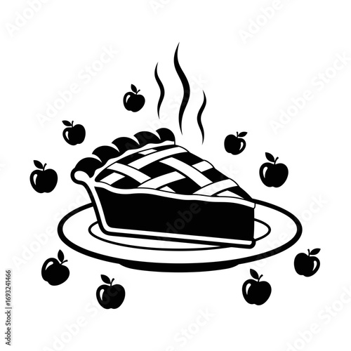 Winter male clothing icons vector art of apple pie slice with apples, a delicious dessert for everyone vector