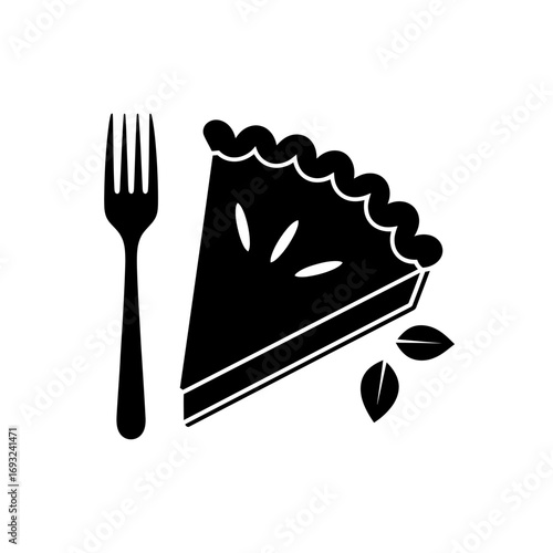 Winter male clothing icons vector art of a slice of apple pie with a fork, ready to be eaten vector