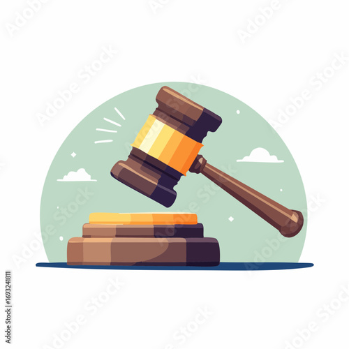 Pixelated Gavel Striking Block