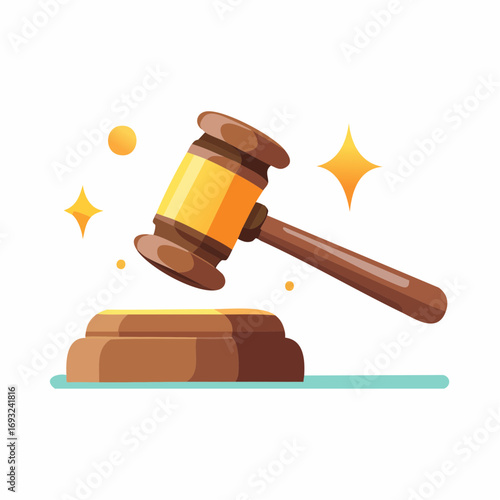 Gavel On Block Flat Design