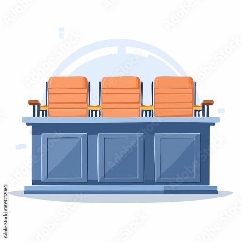 Three Orange Chairs At A Gray Meeting Table