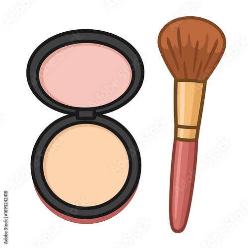 Glamour beauty face care set with cosmetic powder and makeup brushes