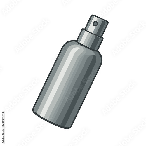 A metallic cosmetic spray bottle drifting, intended for graphic design