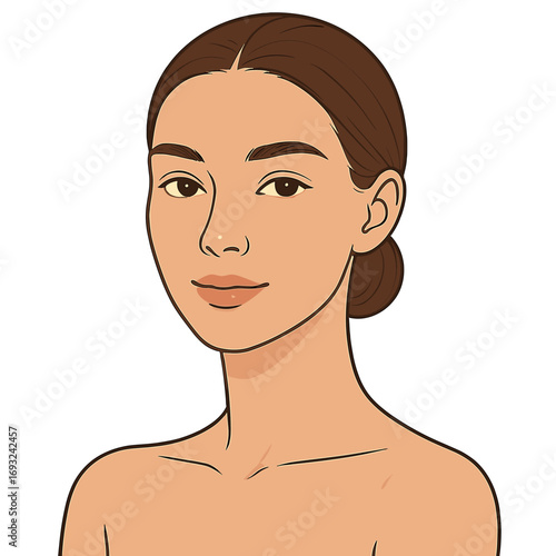 Close‑up portrait of a young woman with fresh, healthy skin, showcasing cosmetology, beauty, and spa