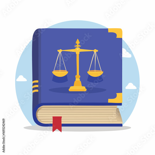 Blue Book Of Justice With Gold Scales