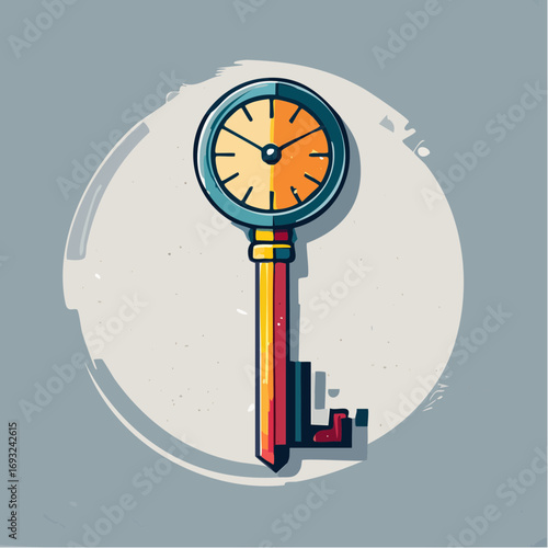 Pixel Art Key With Clock Face