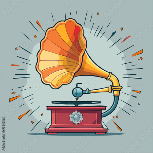 Vintage Gramophone Illustration