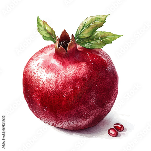 Pomegranate, watercolor illustration vector, isolated on a white background.