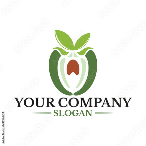 Green apple logo with text isolated on white background