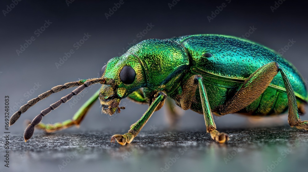 Fototapeta premium Closeup metallic green beetle