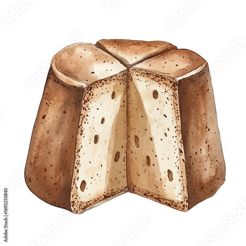 Pandoro, watercolor clipart vector, isolated on a white background.