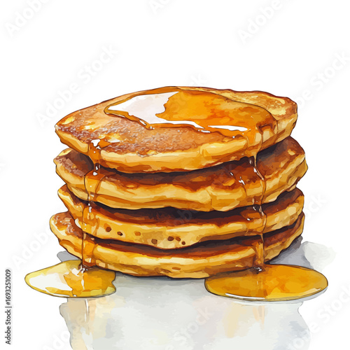watercolor of Pancakes, vector, isolated on a white background.