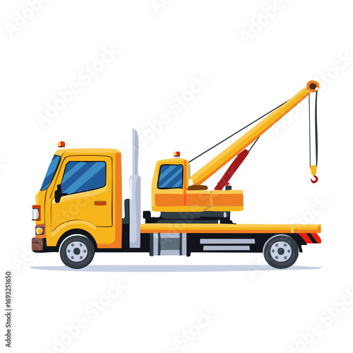 Yellow Tow Truck Isolated Illustration Emergency Vehicle Assistance Breakdown Service
