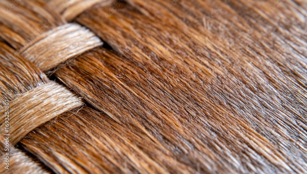 Fototapeta premium Woven natural fiber texture with intricate details and warm earthy tones, captured in a macro shot
