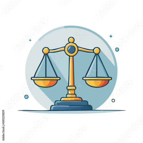 Stylized Scales of Justice Illustration Symbolizing Fairness and Legal Balance