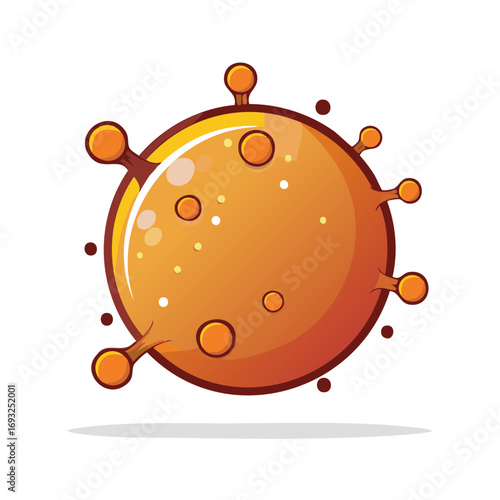 Cartoon Coronavirus Microbe with Spikes and Dots