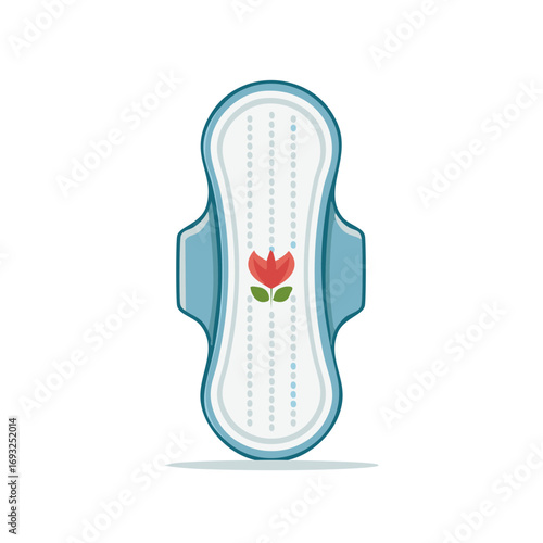 Feminine Hygiene Pad with Flower Design in Center for Period Cycle Product Icon