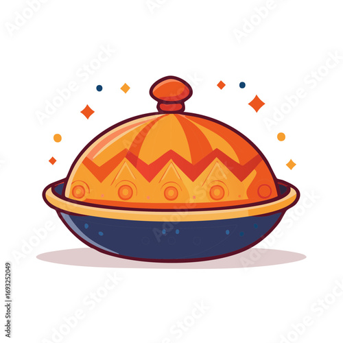 Stylized Covered Food Serving Dish with Detailed Traditional Design