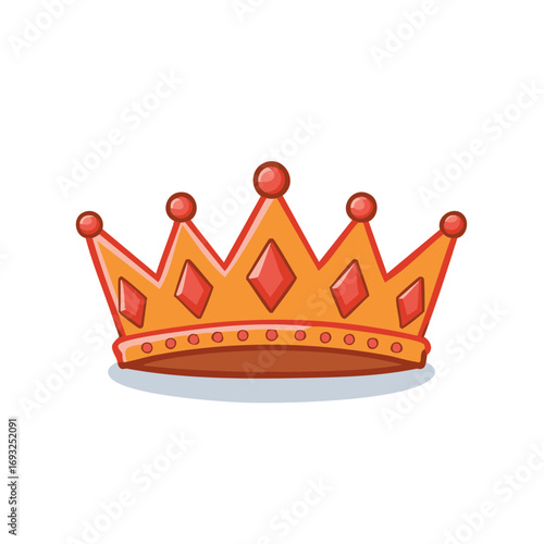 Stylized Gold Crown with Red Gems for Royalty and Power