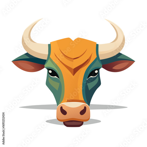 Geometric Bull Head Illustration Colorful Abstract Animal Symbol Icon