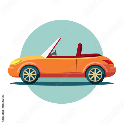 Stylish Orange Convertible Car Illustration Vehicle Transport Design Graphic