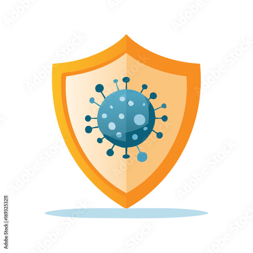Illustration of a Virus Protected by a Shield Promoting Health and Immunity