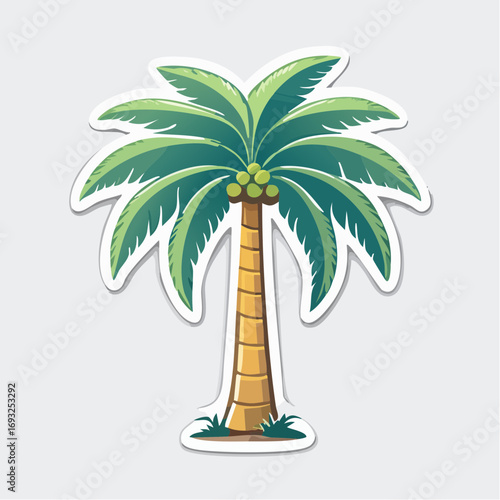 Palm tree illustration. Vector sticker