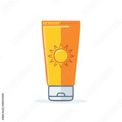 Sunscreen tube vector illustration protection during summer activities at the beach, vacation and preventing sunburn.