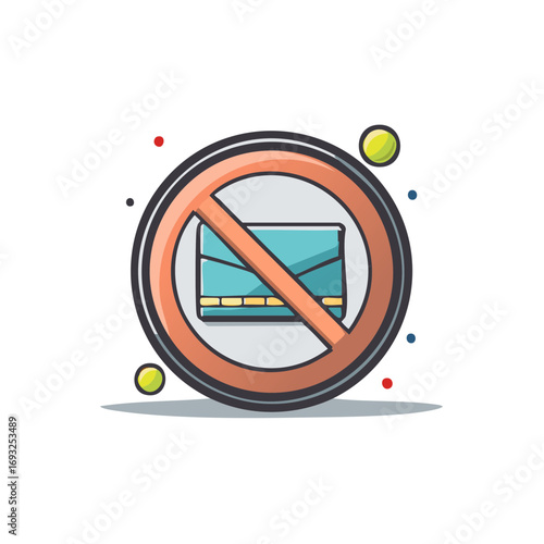No Email Icon Prohibited Mail Sign Vector Illustration for Restricted Digital Communication