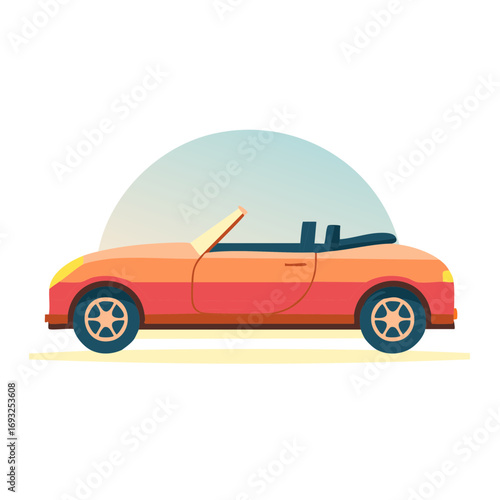 Modern convertible car side view flat design vector illustration
