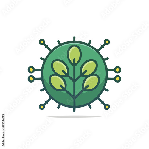 Abstract green digital plant growth icon representing innovation and biotechnology