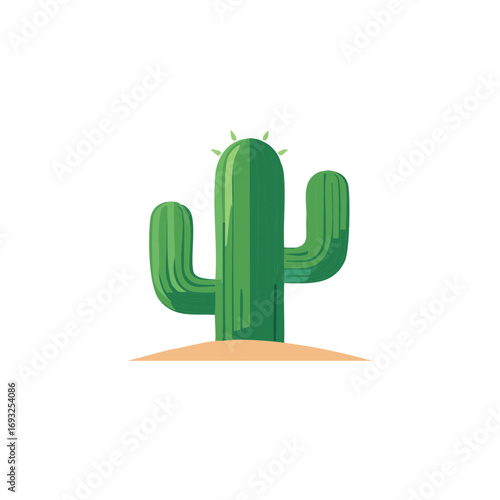 Iconic desert saguaro cactus with arms in a simple flat art style illustration