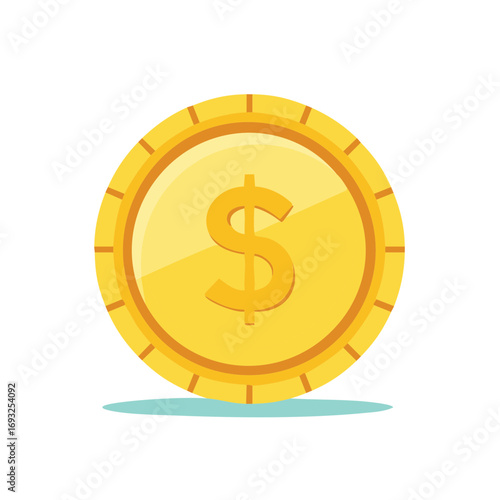Golden Coin with Dollar Sign Illustration