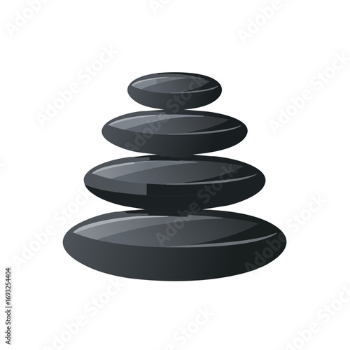 Smooth Black Zen Stones Stack Illustration for Balance and Relaxation Concepts