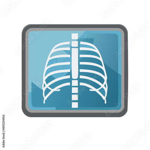 Graphic rib cage x-ray illustration on a digital screen