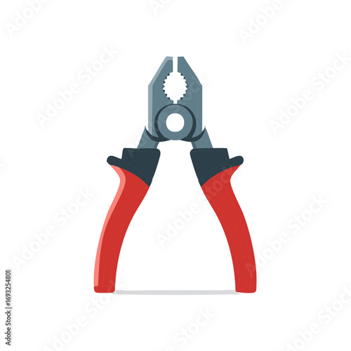 Vector Illustration of Pliers with Red Handles Isolated on White Background